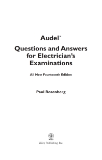 Imagen de portada: Audel Questions and Answers for Electrician's Examinations 14th edition 9780764542015