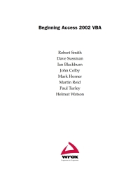 صورة الغلاف: Beginning Access 2002 VBA 1st edition 9780764558504