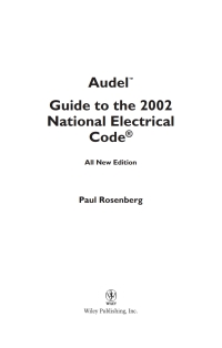 Cover image: Audel Guide to the 2002 National Electrical Code 4th edition 9780764542039