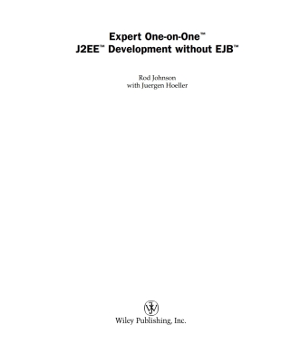 Imagen de portada: Expert One-on-One J2EE Development without EJB 1st edition 9780764558313