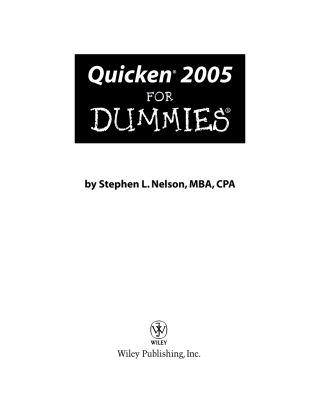 Cover image: Quicken 2005 For Dummies 1st edition 9780764571718