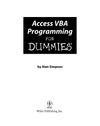 Cover image: Access VBA Programming For Dummies 1st edition 9780764574115