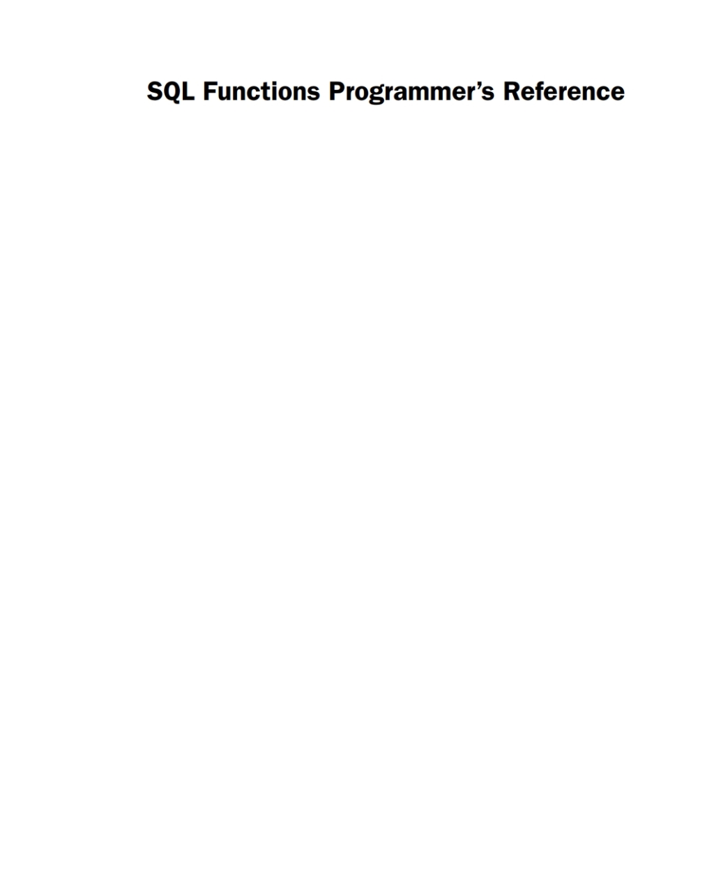 SQL Functions Programmer's Reference - 1st Edition (eBook)