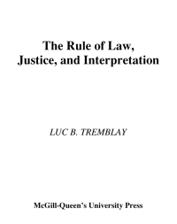 Imagen de portada: Rule of Law, Justice, and Interpretation 9780773516731