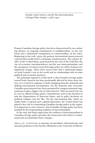 Cover image: Canada, Latin America, and the New Internationalism 9780773520325