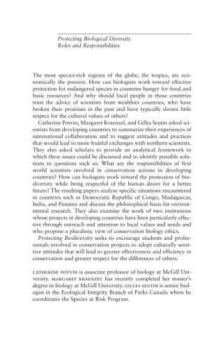 Cover image: Protecting Biological Diversity 9780773521599