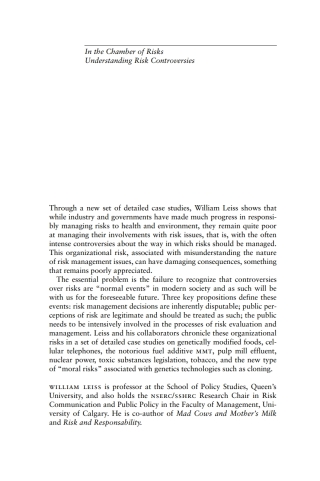 Cover image: In the Chamber of Risks 9780773522381
