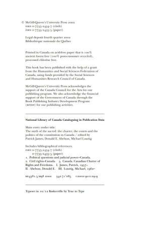 Cover image: Myth of the Sacred 9780773524347