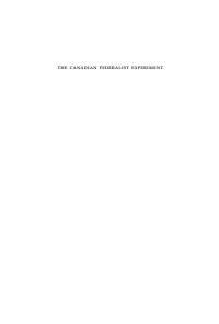 Cover image: Canadian Federalist Experiment 9780773525337