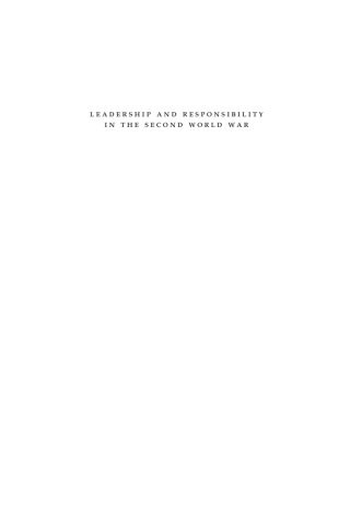 Cover image: Leadership and Responsibility in the second World War 9780773527317