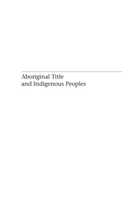 Cover image: Aboriginal Title and Indigenous Peoples 1st edition 9780774815611