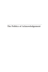 Cover image: The Politics of Acknowledgement 1st edition 9780774818469