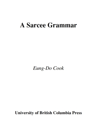 Imagen de portada: A Sarcee Grammar 1st edition 9780774802000