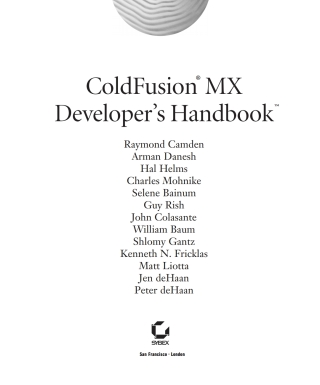 Cover image: ColdFusion?MX Developer's Handbook 1st edition 9780782140293