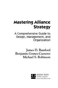 Cover image: Mastering Alliance Strategy: A Comprehensive Guide to Design, Management, and Organization 1st edition 9780787964627