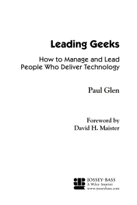 Cover image: Leading Geeks 1st edition 9780787961480