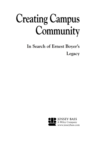 Imagen de portada: Creating Campus Community 1st edition 9780787957001