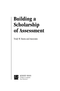 Cover image: Building a Scholarship of Assessment 1st edition 9780787959456