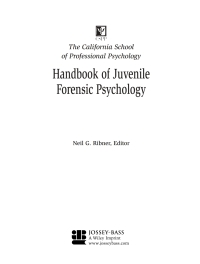 Cover image: California School of Professional Psychology Handbook of Juvenile Forensic Psychology 1st edition 9780787959487