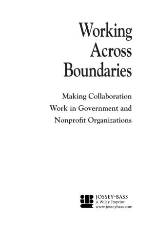 Cover image: Working Across Boundaries 1st edition 9780787964306