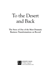 Cover image: To the Desert and Back 1st edition 9780470626924