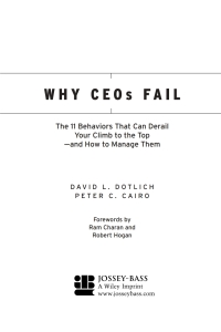 Imagen de portada: Why CEOs Fail: The 11 Behaviors That Can Derail Your Climb to the Top - And How to Manage Them 1st edition 9780787967635