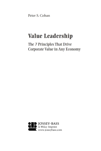 Imagen de portada: Value Leadership 1st edition 9780787966041