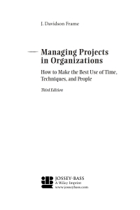 Cover image: Managing Projects in Organizations 3rd edition 9780787968311
