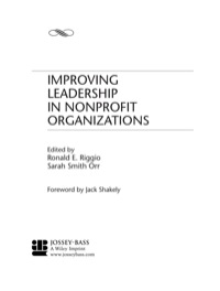 Cover image: Improving Leadership in Nonprofit Organizations 1st edition 9780470401798
