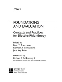 Imagen de portada: Foundations and Evaluation: Contexts and Practices for Effective Philanthropy 1st edition 9781118437131