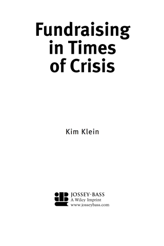 Cover image: Fundraising in Times of Crisis 1st edition 9780787969172