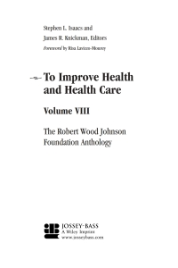 Cover image: To Improve Health and Health Care 2nd edition 9780787976354