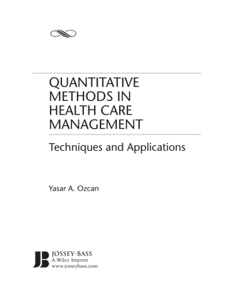 Titelbild: Quantitative Methods in Health Care Management 1st edition 9780787971649