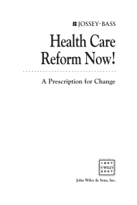 Cover image: Health Care Reform Now! 1st edition 9780787997526