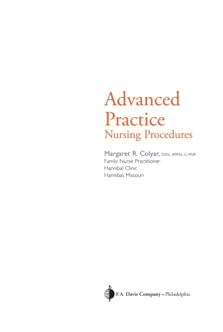 Cover image: Advanced Practice Nursing Procedures 1st edition 9780803642065