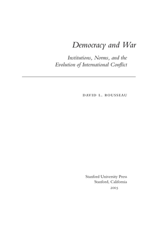 Imagen de portada: Democracy and War 1st edition 9780804750813