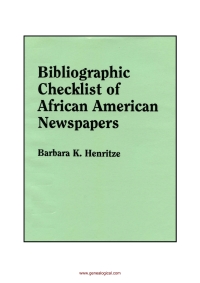 Imagen de portada: Bibliographic Checklist of African American Newspapers 1st edition 9780806314570