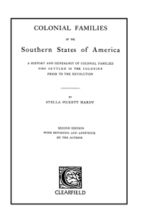 Cover image: Colonial Families of the Southern States of America: 2nd edition 2nd edition 9780806306209