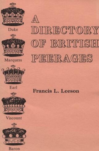 Cover image: A Directory of British Peerages 1st edition 9780806311210