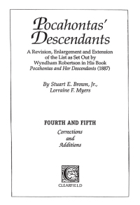 صورة الغلاف: Pocahontas' Descendants, Fourth and Fifth Corrections and Additions 5th edition 9780806352428