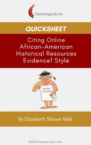 Cover image: QuickSheet: Citing Online African-American Historical Resources Evidence! Style 1st edition 9780806318714