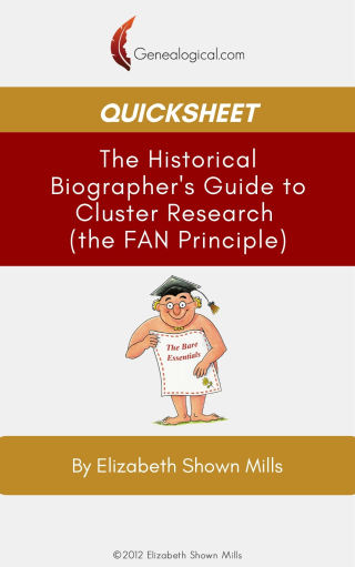 Cover image: QuickSheet: The Historical Biographer's Guide to Cluster Research (the FAN Principle) 1st edition 9780806318943