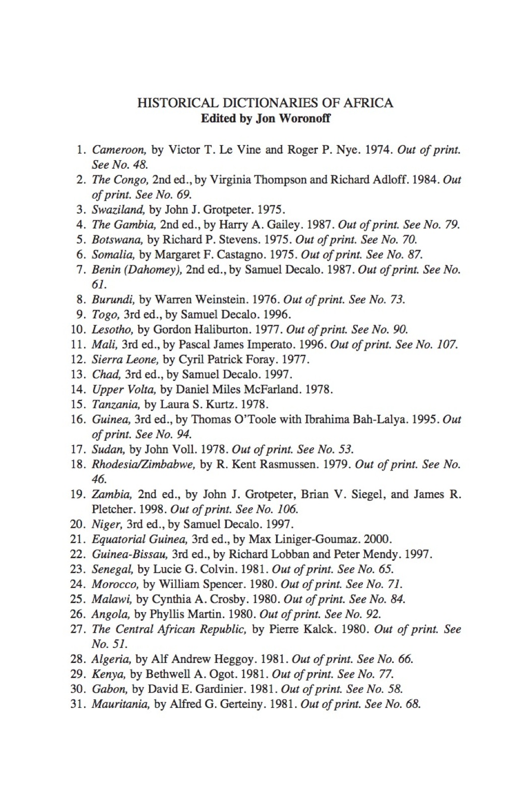 Historical Dictionary of Nigeria