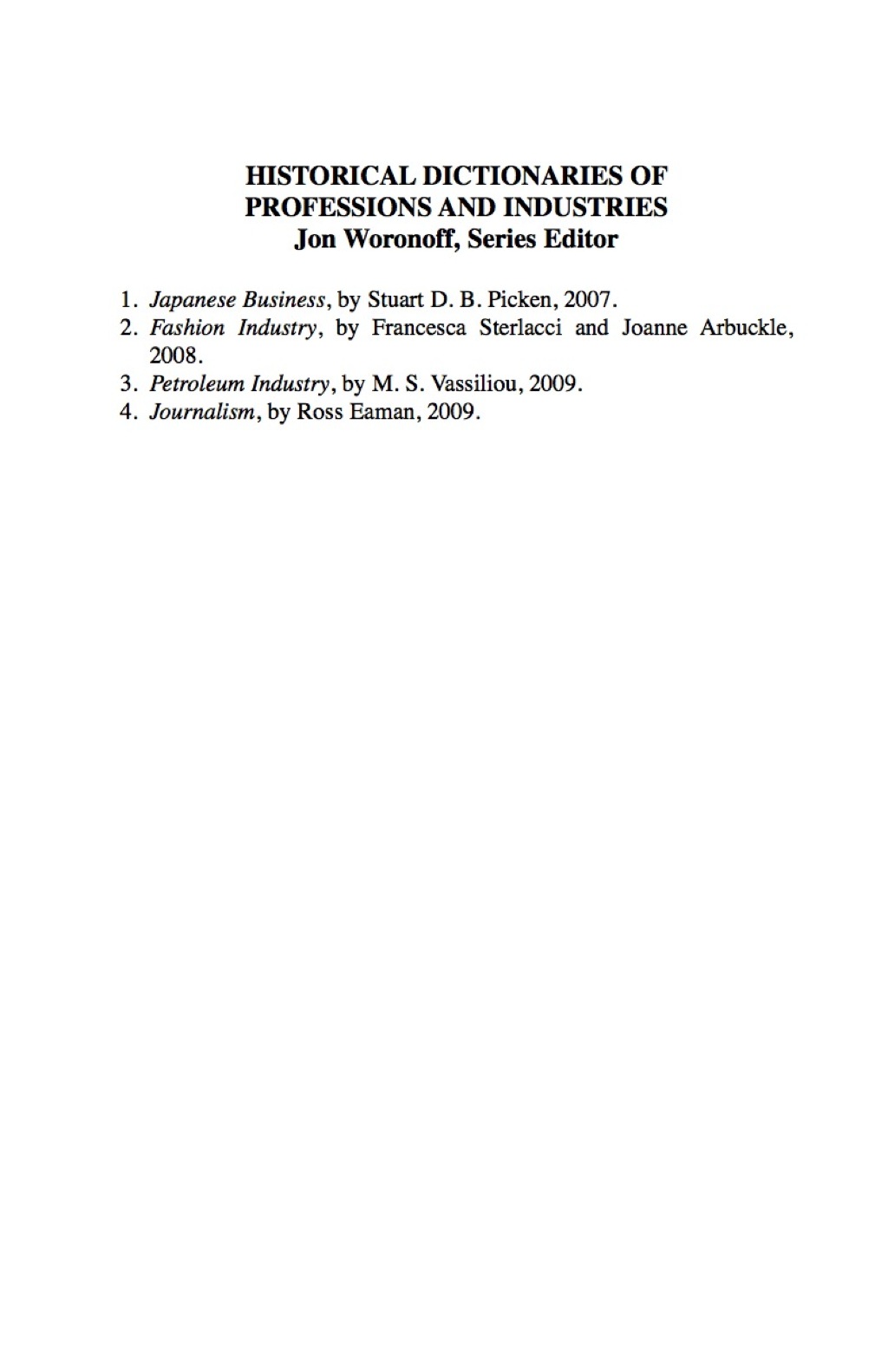 Historical Dictionary of Journalism