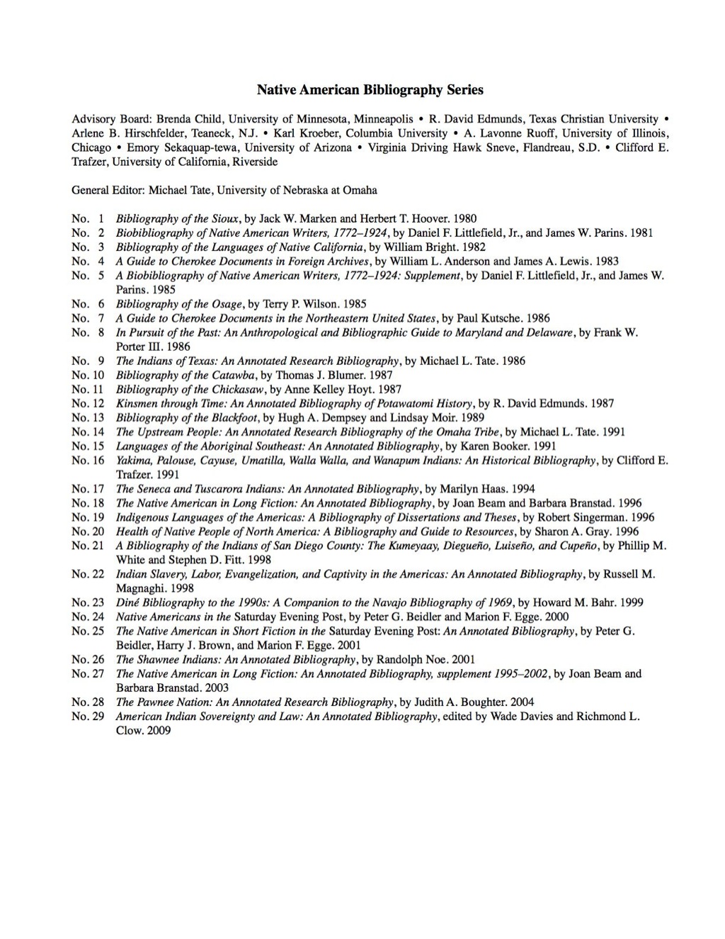 American Indian Sovereignty and Law An Annotated Bibliography
