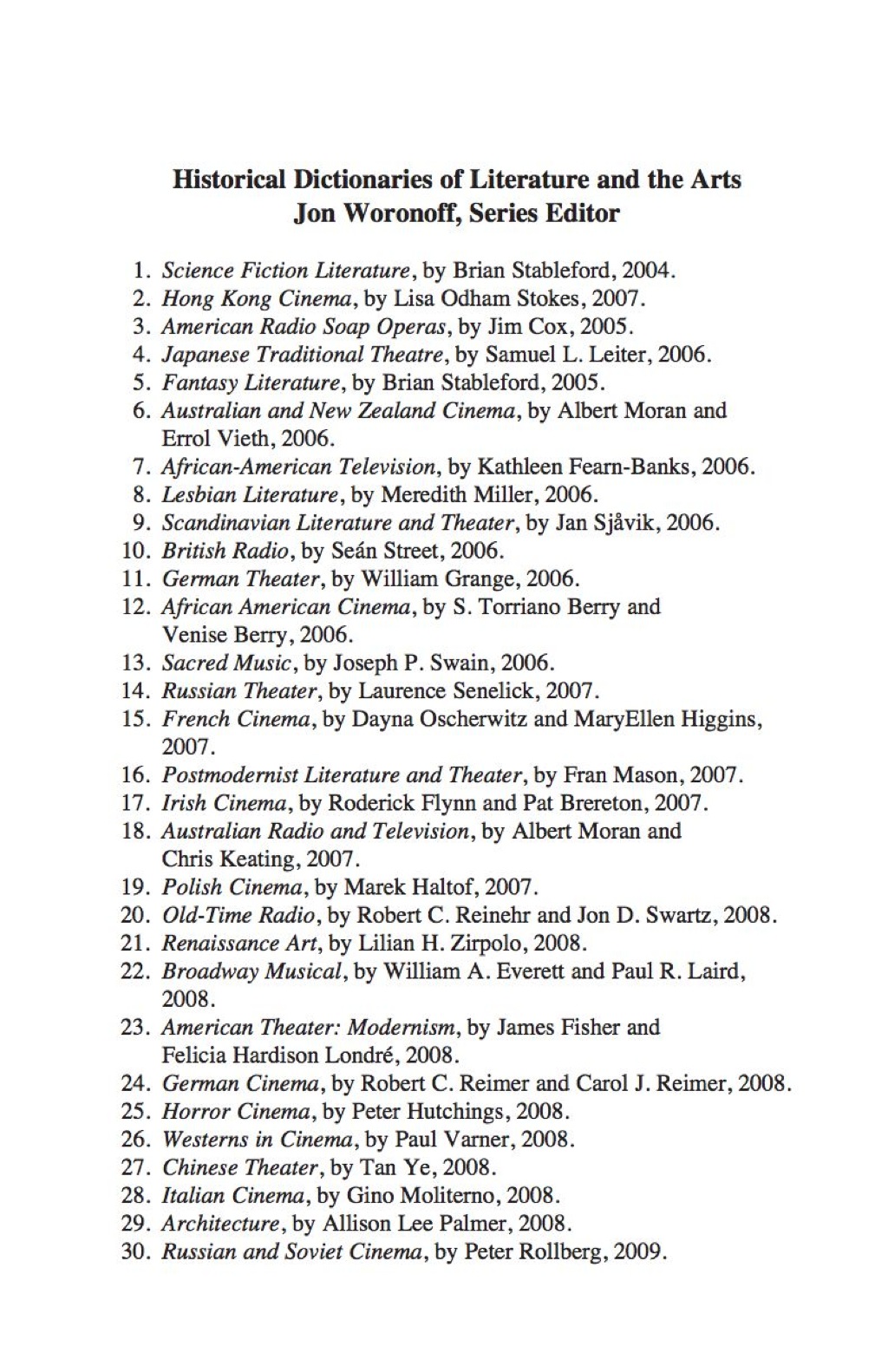Historical Dictionary of Russian and Soviet Cinema