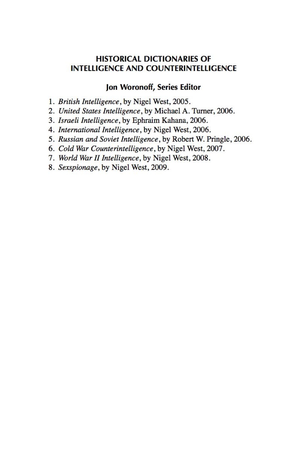 Historical Dictionary of Sexspionage