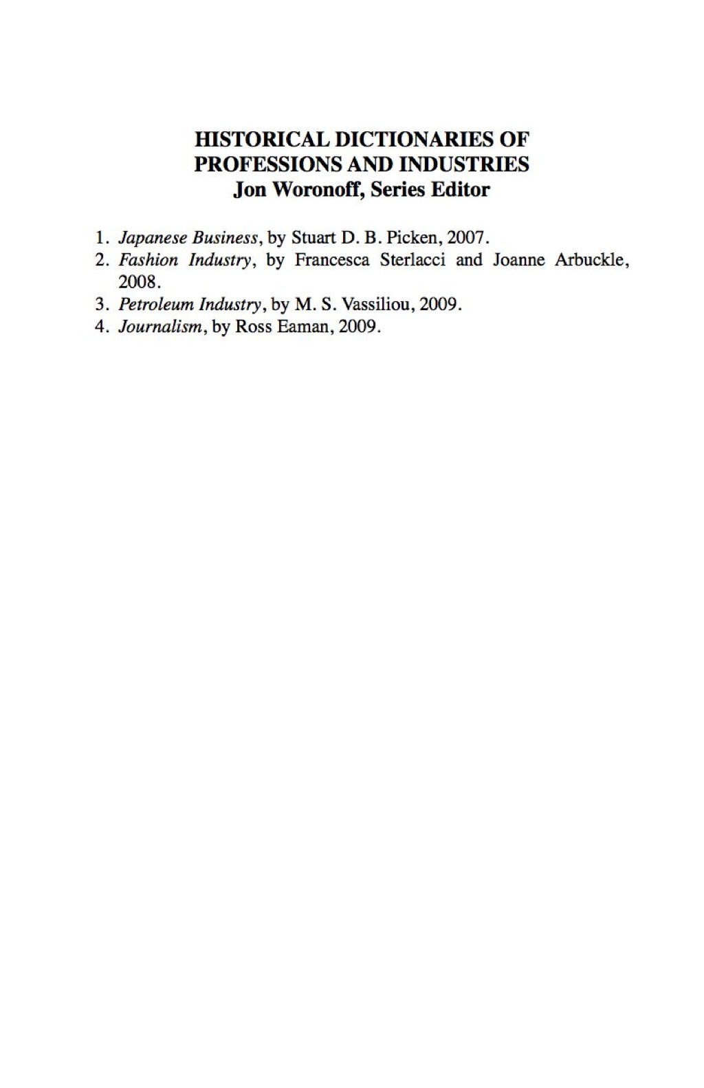 Historical Dictionary of Journalism