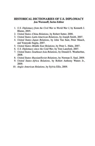 Cover image: Historical Dictionary of Anglo-American Relations 9780810855649