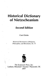 Omslagafbeelding: Historical Dictionary of Nietzscheanism 2nd edition 9780810856134